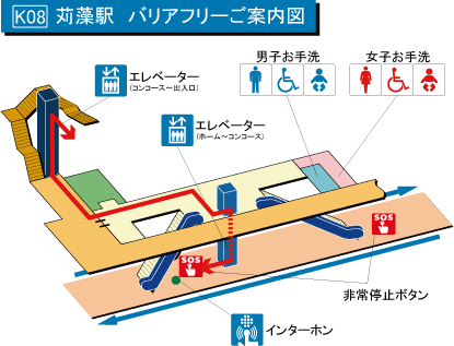 苅藻駅（バリアフリーご案内図）